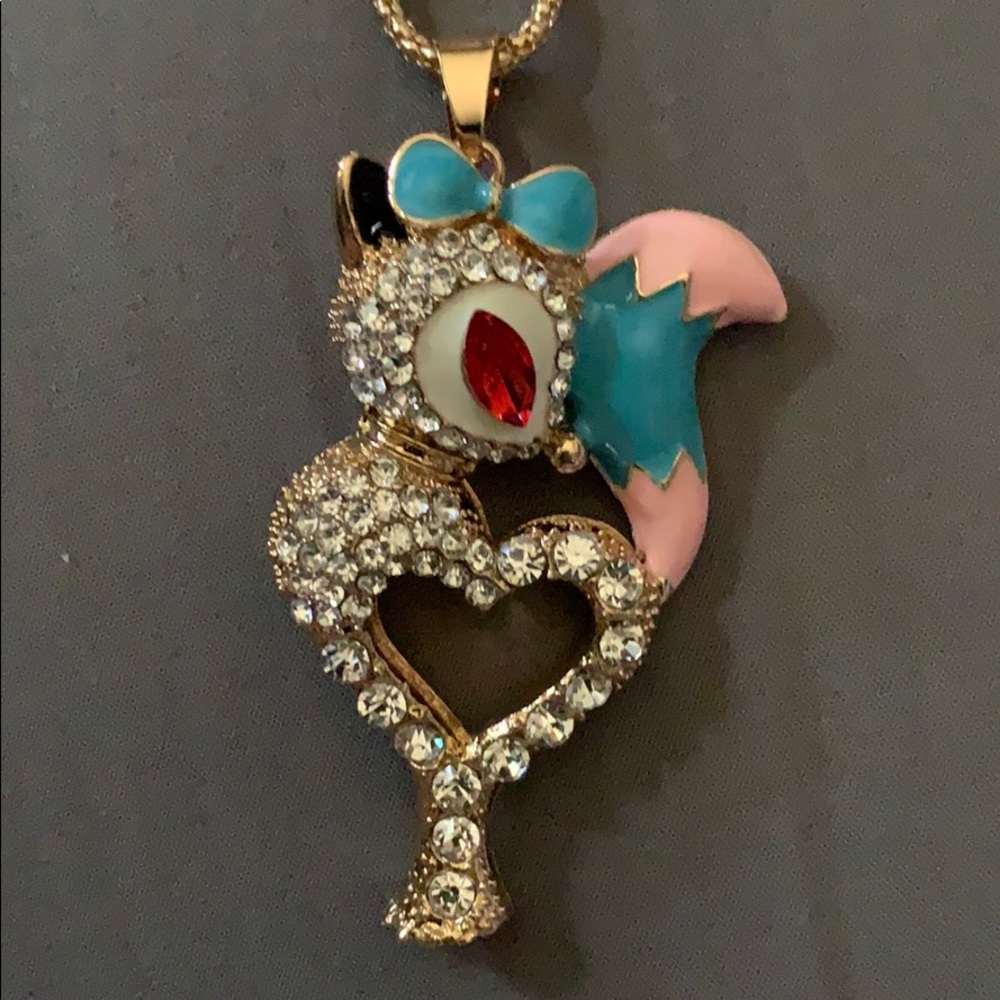 Beautiful Rhinestone heart-shaped Fox